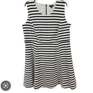 Ellos Fit and Flare 22W Black and White Stripe Dress